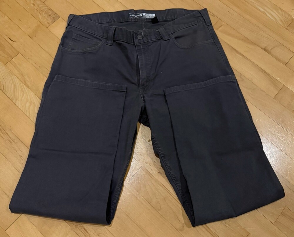 Carhartt Men's Charcoal Gray Jeans Size 36x30 Relaxed Fit Canvas 5 Pocket Work